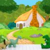 Rural Cartoon Forest Cabin Landscape - Image 3