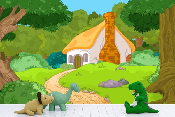 Rural Cartoon Forest Cabin Landscape - Image 3