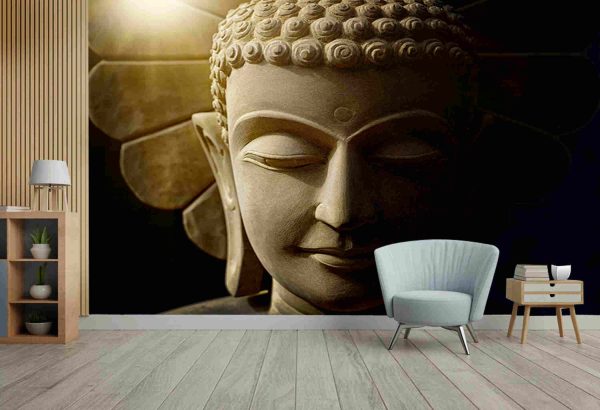 Buddha's head statue carved from sandstone by handmade - Image 2