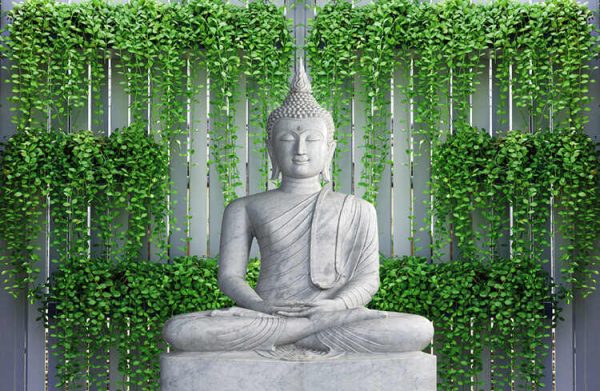 Green Leaf Background With Buddha - Image 2