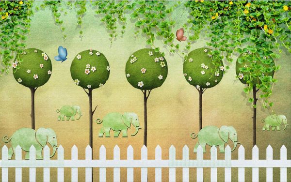 Cartoon Big Tree Forest Background Wallpaper - Image 3