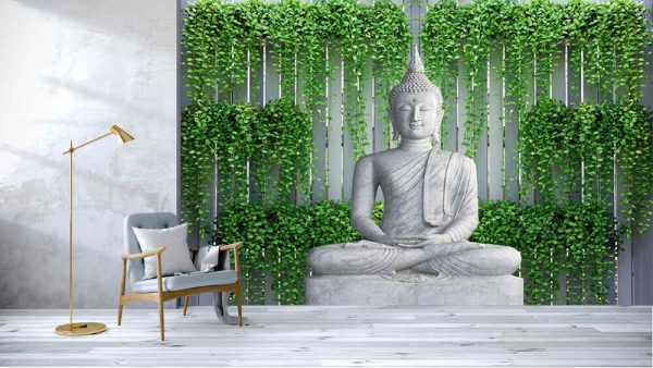 Green Leaf Background With Buddha - Image 3
