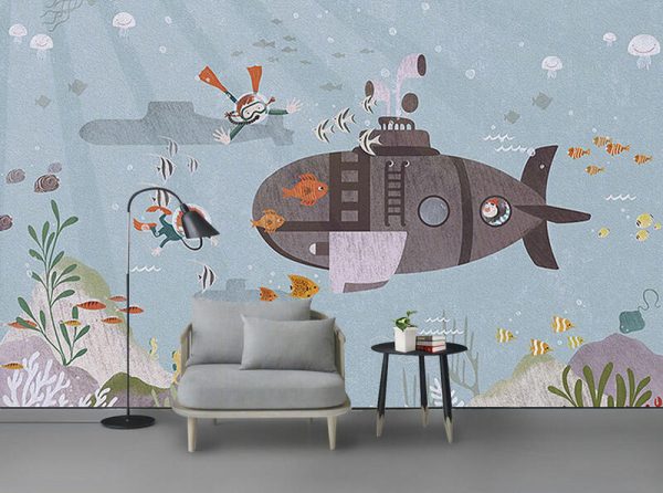 Cartoon Children's Room Underwater World Wallpaper