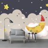 Cartoon Golden Moon Expression Stars Kids Wallpaper - Image 2