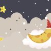 Cartoon Golden Moon Expression Stars Kids Wallpaper - Image 3