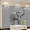 3D Relief Elephant Marble Background Wall Mural - Image 2