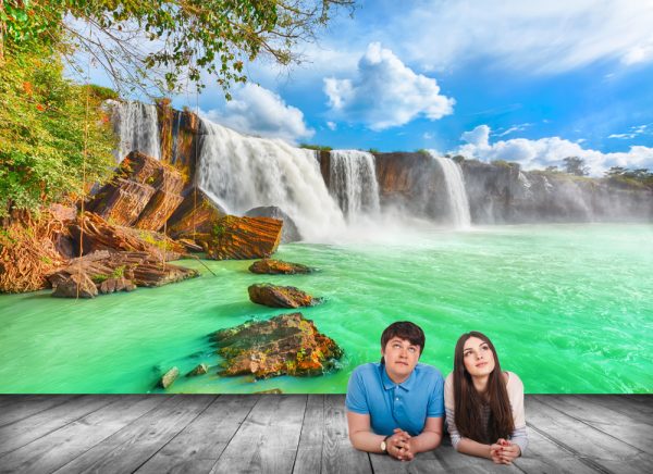 Beautiful waterfall in Vietnam. Wallpaper for bedroom