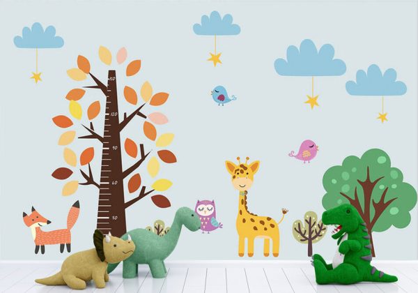 Children's Room Cartoon Animal Tree Height Ruler Background Wall - Image 3