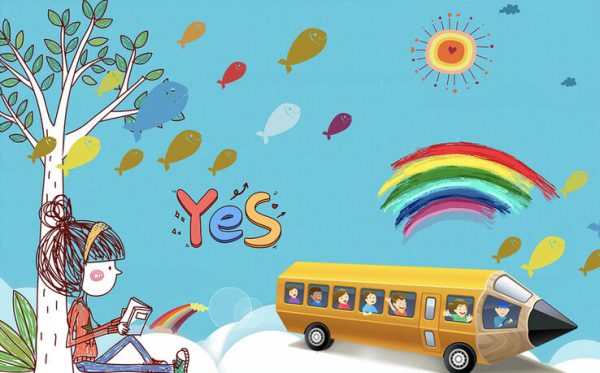 Cute Cartoon Wallpaper Kid's Room Kindergarten Classroom Background - Image 2