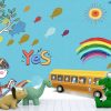 Cute Cartoon Wallpaper Kid's Room Kindergarten Classroom Background - Image 3