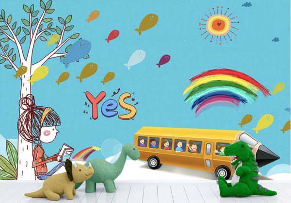 Cute Cartoon Wallpaper Kid's Room Kindergarten Classroom Background - Image 3