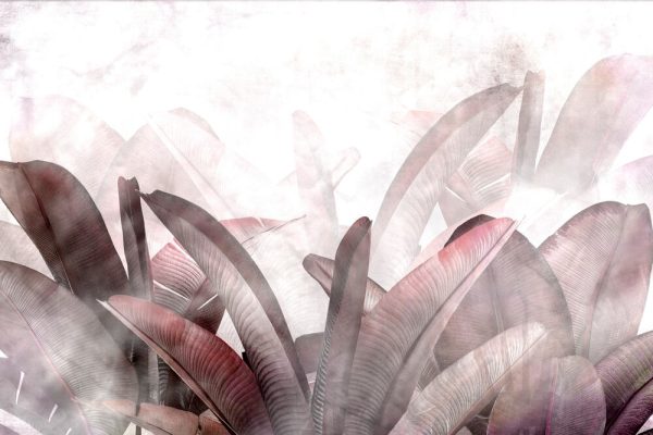 Tropical leaves and Trees Wallpaper design - 3D illustration