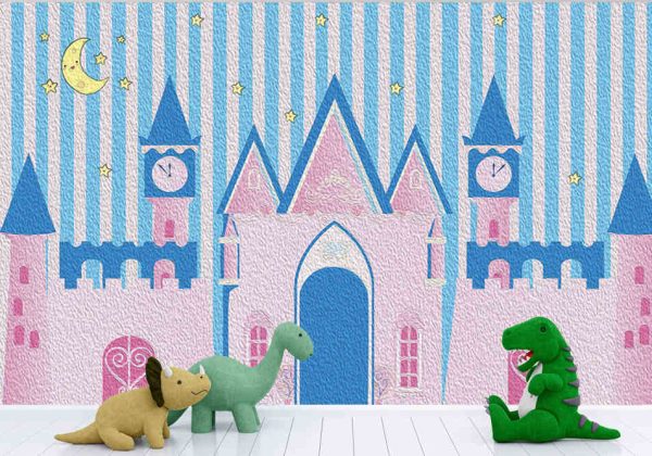 Cute Castle Oil Painting Children's Room Background Wallpaper - Image 3