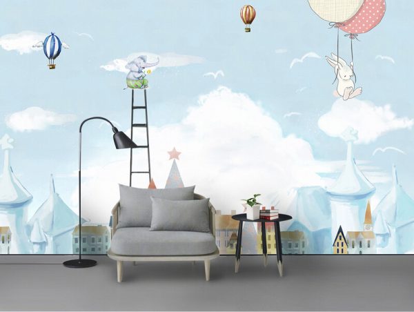 Cute Colourful Houses Cartoon Kids Room Background Wallpaper