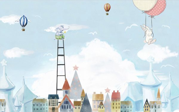 Cute Colourful Houses Cartoon Kids Room Background Wallpaper - Image 2