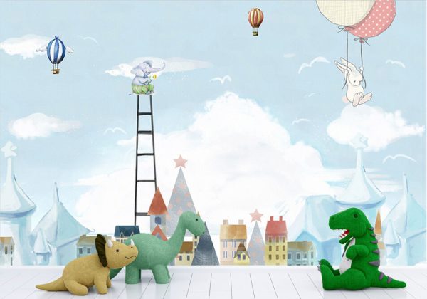 Cute Colourful Houses Cartoon Kids Room Background Wallpaper - Image 3