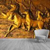 Golden Horses sculptures on the wall - Image 3