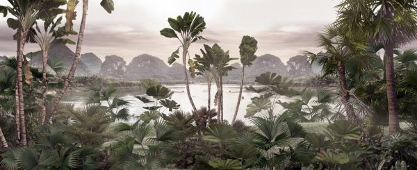 Tropical palm leaves. Mural, Wallpaper for Walls. 3D illustration - Image 2