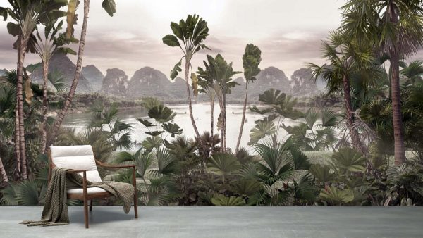 Tropical palm leaves. Mural, Wallpaper for Walls. 3D illustration - Image 3