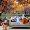 Colorful autumn landscape, Nature background, Boat on the lake in the autumnal forest - Image 3