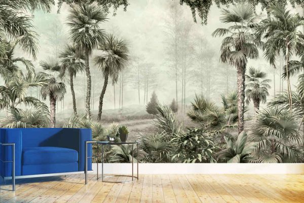 Tropical trees and leaves for digital printing wallpaper, Wallpaper for walls - 3D illustration - Image 3