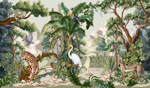 Jungle landscape with animals. - Image 2