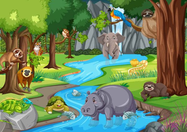 Wild animal in the jungle scene illustration - Image 2