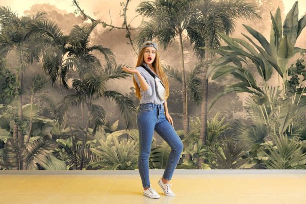 Tropical trees and leaves for digital printing wallpaper, Wallpaper for walls
