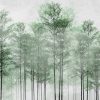 leaves in foggy forest wallpaper design - 3D illustration - Image 2