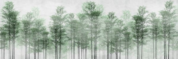 leaves in foggy forest wallpaper design - 3D illustration - Image 2