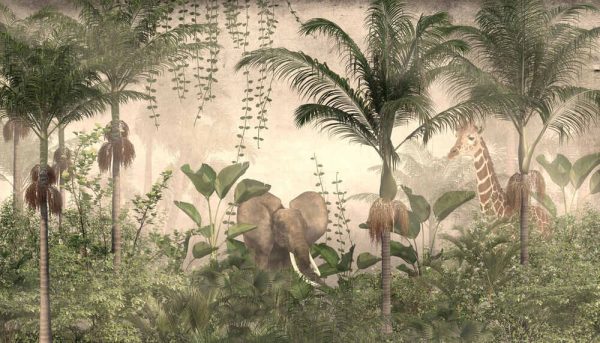 Tropical trees and leaves for digital printing wallpaper, custom design wallpaper