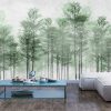leaves in foggy forest wallpaper design - 3D illustration - Image 3