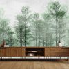 leaves in foggy forest wallpaper design - 3D illustration - Image 4