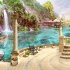 Maldives, a rock with a waterfall and a bungalow on the sea. Home wallpapers. - Image 2