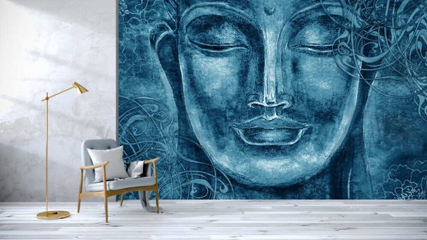 Buddha - digital art collage combined with watercolour. An unusual painting hand drawn for the interior wallpaper - Image 2