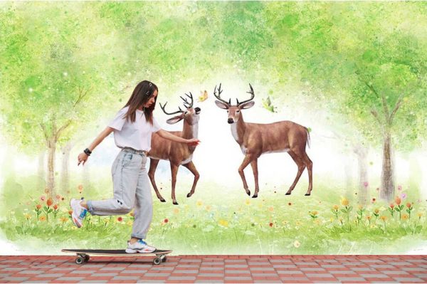 Deer in forest wallpaper - Image 3