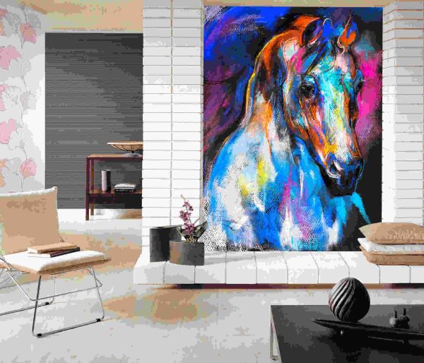 Original pastel painting of a horse on a cardboard. Modern art.