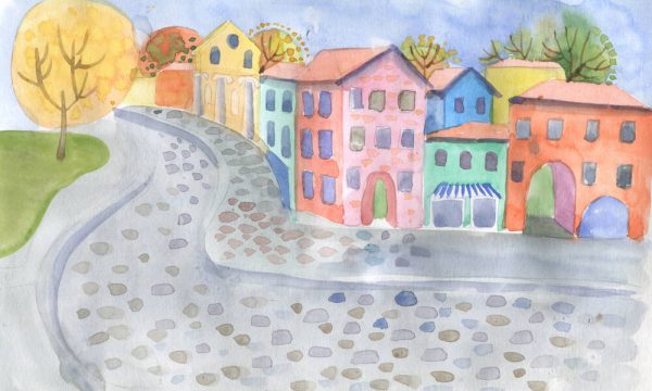 City - watercolour illustration, European city in autumn - Image 2