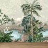 Jungle landscape with river and palms. Interior wallpaper - Image 3