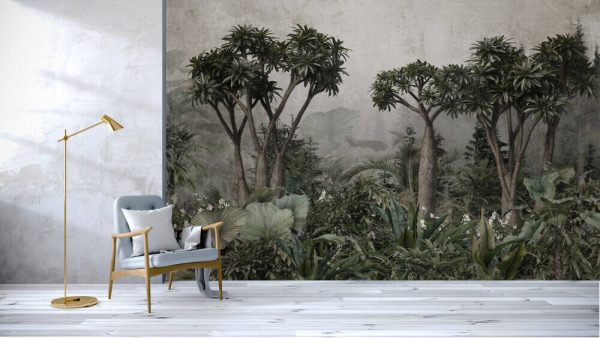 Palm leaves. Mural, Wallpaper for internal printing. 3D illustration - Image 3