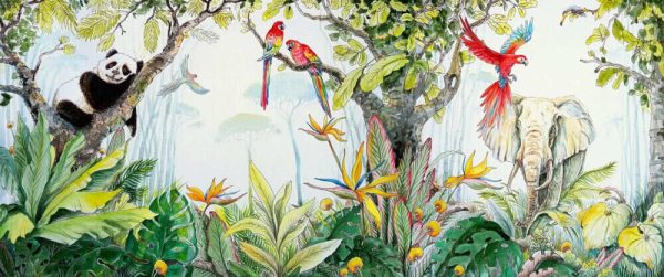 Panda and animals in the forest, water colour paintings landscape - Image 2