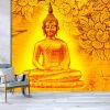 Buddha gold statue on golden background patterns Thailand. - Image 3