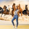 Seven horses force running out of sand - Image 3