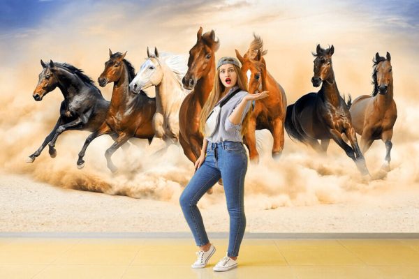 Seven horses force running out of sand - Image 3