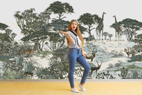 Safari Panorama Landscape Seamless Border