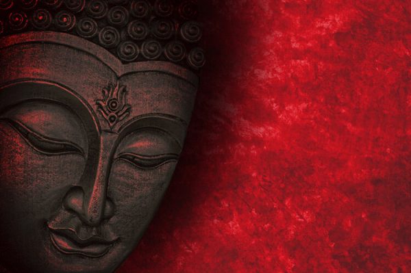 Buddha image with red background