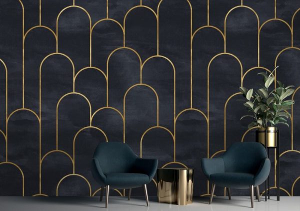 Seamless geometric pattern on paper texture. Art Deco background