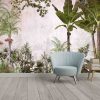 Tropical trees and leaves wallpaper design in foggy forest - Image 2