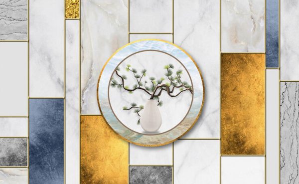 Marble Pine Branch Background Wall - Image 3