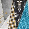 Modern Fashion Geometric Pearl Lattice Flower Branch Golden Leaf Background Wall - Image 3
